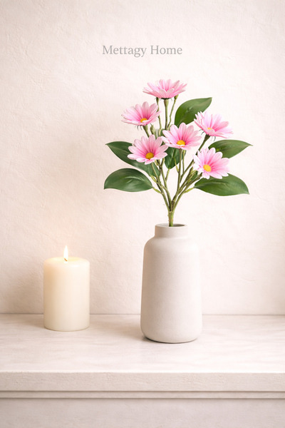 Mottogo Floare decorativă cu ramuri de margarete artificiale cu 10 capete – 44 cm, aspect natural