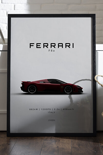 Duvarda Poster cu ramă din lemn negru Ferrari F80, pictură decorativă de pere...