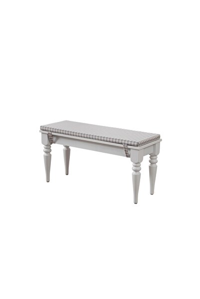 Vivense Venedik Bench, Beyaz Üst, Gri Pötikare, 85 Cm