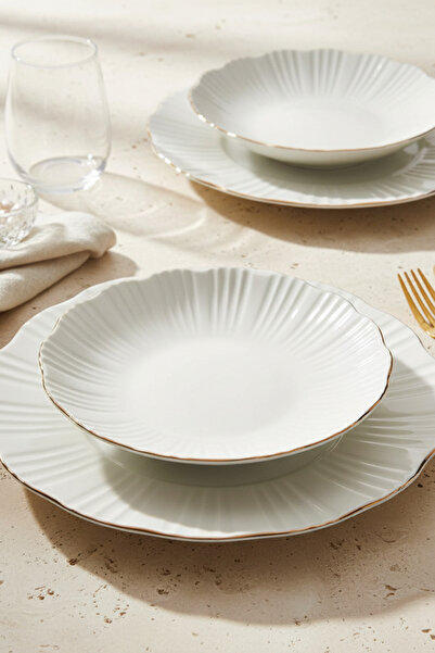 qtahya homes queen of kütahya طقم أطباق عشاء من البورسلين بتصميم أنيق خالد لـ 6 أشخاص مع تطعيمات ذهبية
