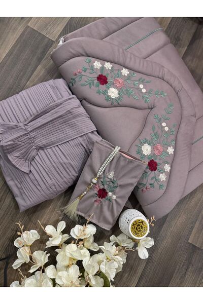 Gerenic Royal embroidered prayer rug set with embroidered sheet and Quran cover