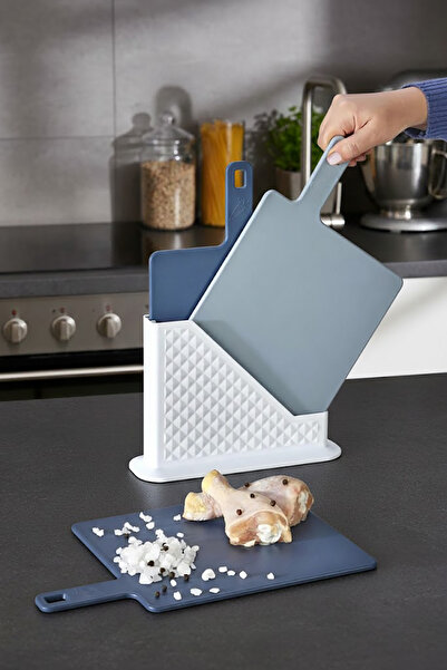 EVONİTA 4 Piece Cutting Board Set with Stand - Multi Chopping Board Bread Veg...