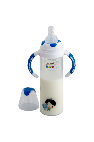 Kiko GLASS FEEDING BOTTLE WITH HANDLE 240ML-BLUE