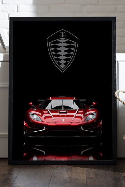 Duvarda Αφίσα Koenigsegg Agera RS με μαύρο ξύλινο πλαίσιο, διακοσμητικός πίνα...
