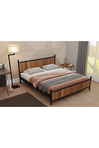 Vivense GM 305 MODERN ÇİFT KİŞİLİK METAL SİYAH CEVİZ KARYOLA 150X200