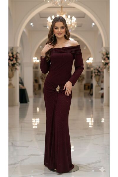 NARCISSUS FASHION فستان سهرة درابيه كريستال