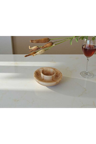 Concept ONYX by CEHRELI Natural Stone Marble Serving Bowl with Sauce Dish