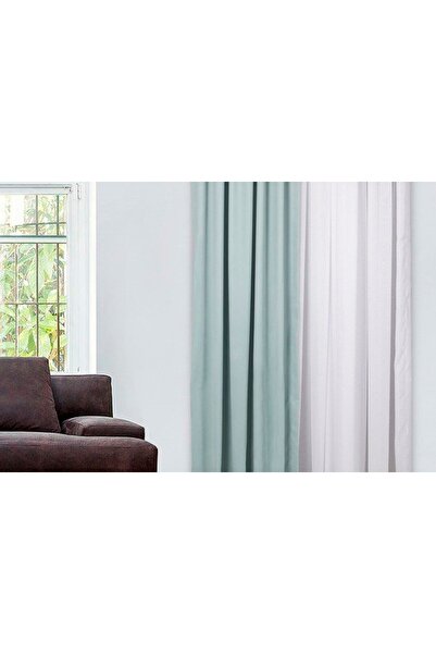 Vivense MASSARELLİ FON PERDE MİNT RENGİ PİLESİZ 260 CM 150