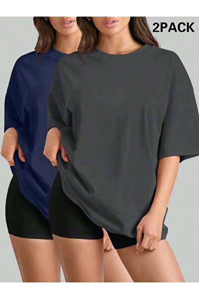 By Layina 2'Li Bisiklet Yaka Tişört