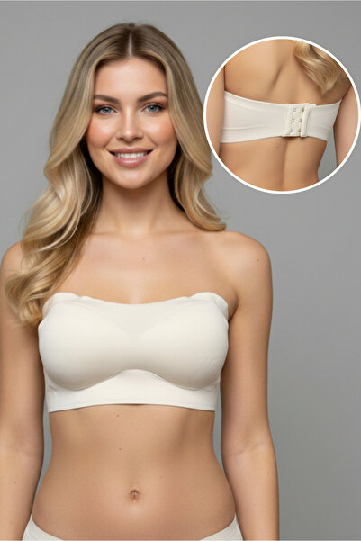 DOFİ 2014 Kadın Lazer Kesim Çıkarılabilir Balensiz Straplez Sütyen -EKRU-