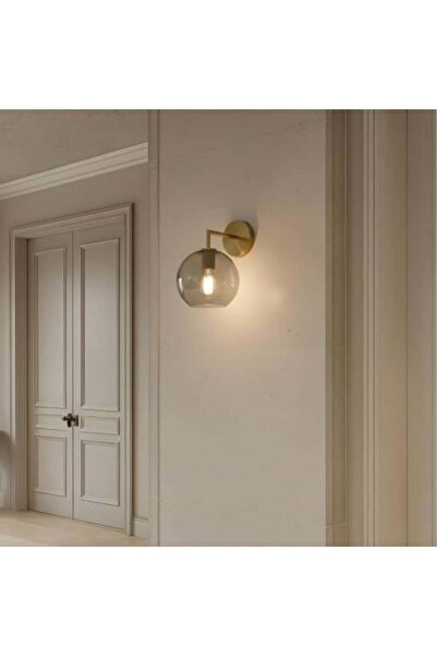 Happy Light Modern gold wall lamp with a gray glass ball