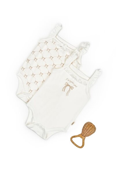 BabyCosy Organic Wear Baby Girl Strap Bodysuit Set of 2 100% Organic Cotton R...