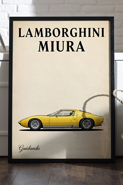 Duvarda Αφίσα Lamborghini Miura με μαύρο ξύλινο πλαίσιο, διακοσμητικός πίνακα...