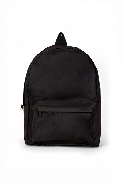 Tonny Black Unisex Black Front Zipper Two Compartment Backpack