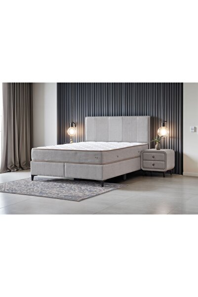 Vivense LİNE BAZA BAŞLIK YATAK SETİ, KETEN KREM, 150X200