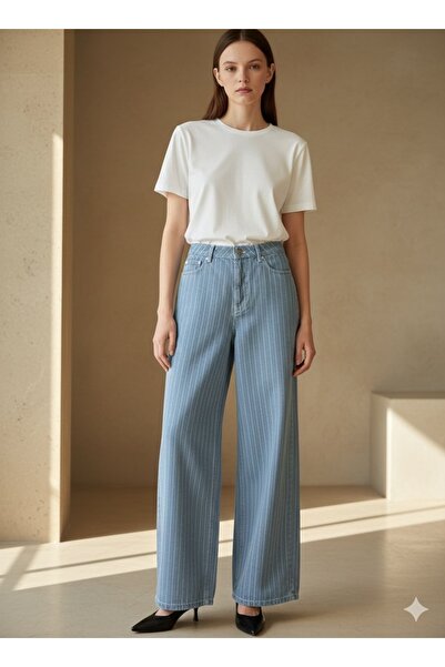 zxello Zoa Çizgili Denim Pantolon
