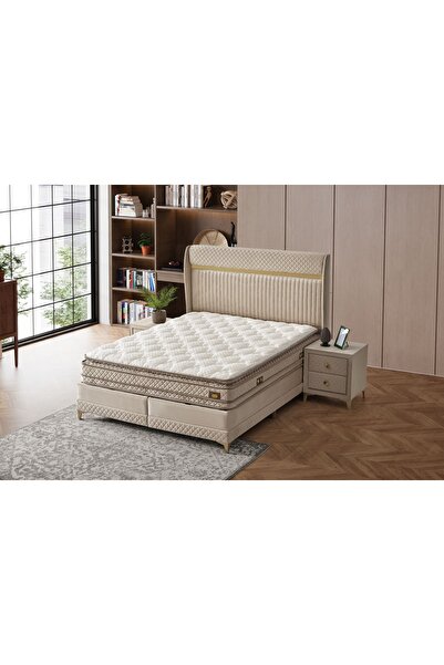 Vivense PLATINUM BAZA BAŞLIK YATAK SETİ, KREM, 160x200