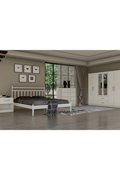 Vivense METALA YATAK ODASI TAKIMI, BEYAZ, 6 KAPAKLI