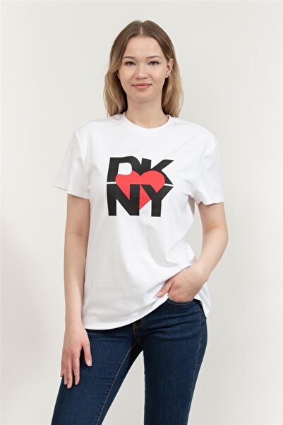 Dkny Kadın Bisiklet Yaka T-Shirt Beyaz