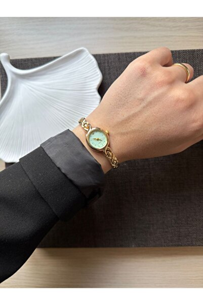 rubsey Retro Minimal Metal Cord Vintage Women's Wristwatch Inside Water Green