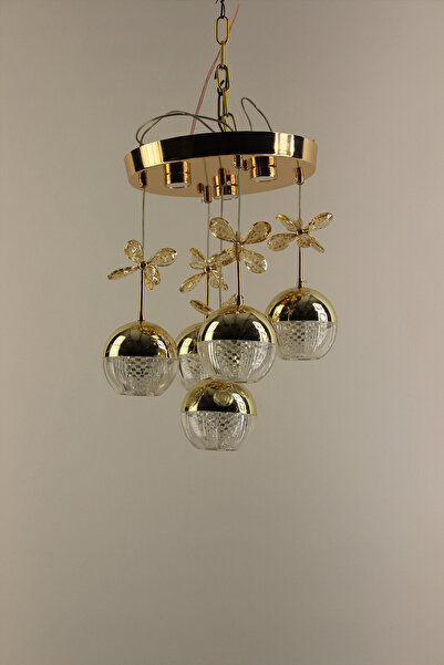 GN GEN AYDINLATMA Gold Çemberli Seri Kelebekli Küre Model 5li 3 Renk Led Sark...