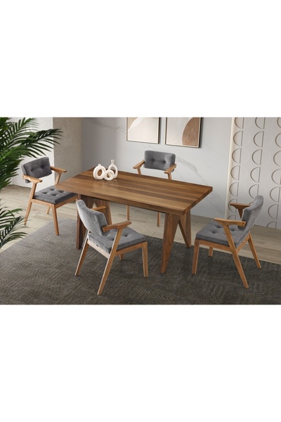 Vivense TUAL MASA+GRACE AHŞAP SANDALYE