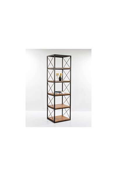 Vivense Geta Metal Kitaplık, 5 Raflı, Antik Ceviz