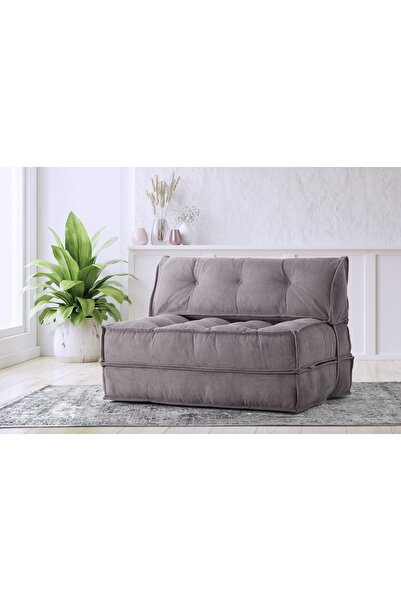 Vivense MOCCA YATAKLI KATLANIR FİTİLLİ KADİFE İKİLİ KOLTUK, GRİ