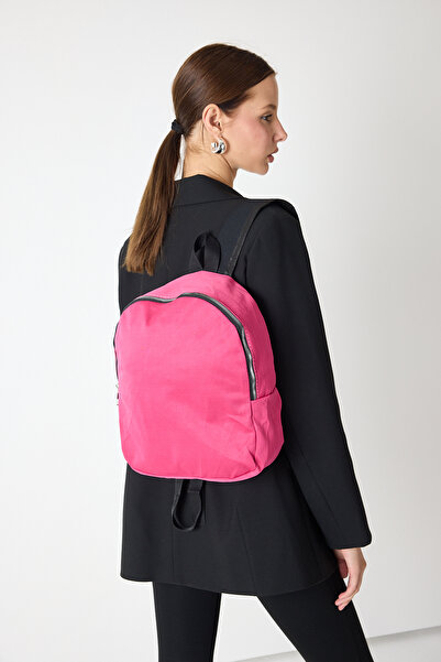 Tonny Black Women's Fuchsia Minimal Design Fabric Backpack