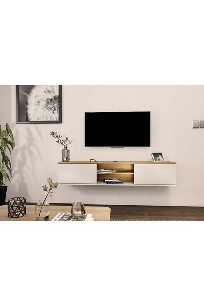 Vivense LUJIA DUVARA MONTE TV ÜNİTESİ, SAFİRMEŞE BEYAZ