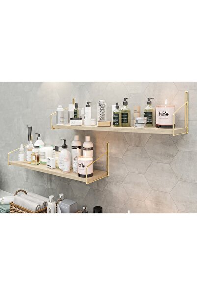 Vivense BİNO PASLANMAZ MUTFAK BANYO RAFI, İKİLİ, GOLD