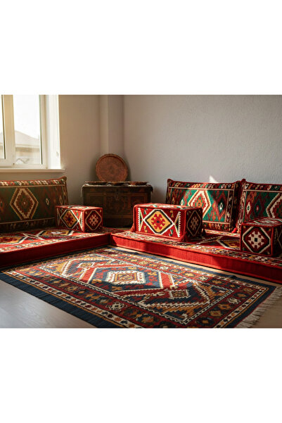 LUDIA Geleneksel Kilim Desenli Dekoratif Kol Dayama Minderi Kılıfı (İç Dolgusuz) (22 x 22 x 50 cm)