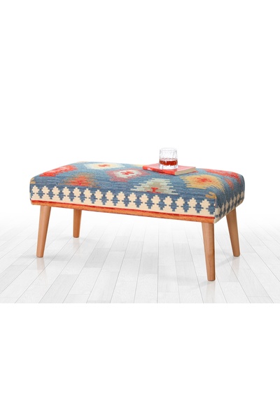 Vivense BESHİR KİLİM BENCH PUF, MAVİ