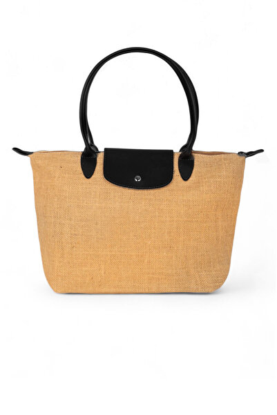 Tonny Black Women's Black Medium Size Strap Straw Hand and Shoulder Bag