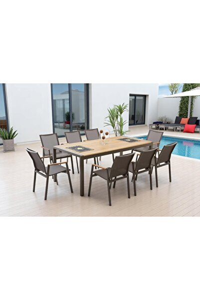 Vivense DAİSY YEMEK MASA SETİ, 8 KİŞİLİK, CAPPİCİNO