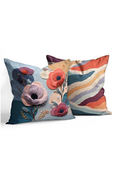 MUN HOME Punch Embroidery Look Floral Pattern Digital Printed Color Patterned...