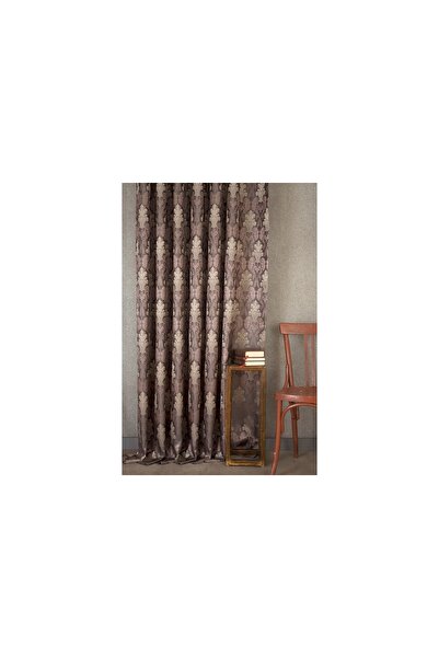 Vivense DAMASK ORTA SIK PİLE FON PERDE, ANTRASİT MÜRDÜM, 90X260
