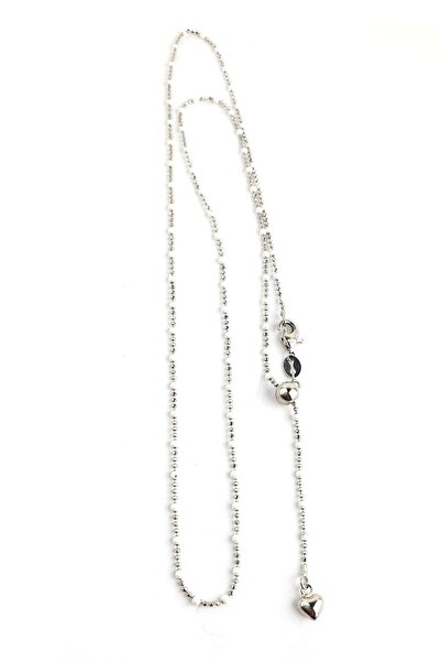 OSESHOP Beyaz Mineli 925ayar Gümüş Asansörlü Zincir Kolye max boy 60 cm