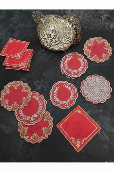 Çt Çeyizci Tekstil 6-piece presentation napkin red color mixed model
