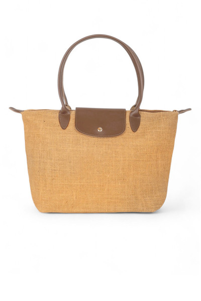 Tonny Black Women's Mink Medium Size Strap Straw Hand and Shoulder Bag