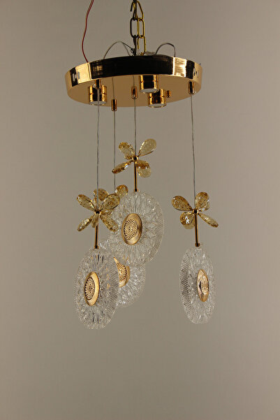 GN GEN AYDINLATMA Gold Çemberli Seri Kelebekli Güneş Model 4lü 3 Renk Led Sar...