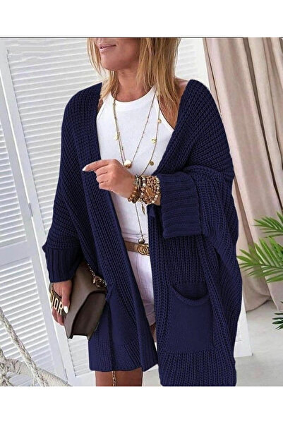 byasafkids Casual Knitwear Cardigan with Oversized Pockets Navy Blue