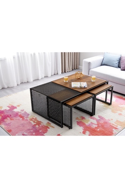 Vivense VALENSİYA ORTA SEHPA TAKIMI, BAROK CEVİZ