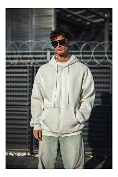 byasafkids    سترة صوفية بأكمام طويلة وسحاب كامل - أبيض