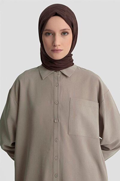 Armine Metal Düğmeli Gömlek 25KD1105 Vizon