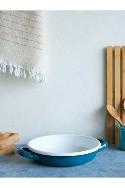 Elifle Emaye Sahan 18 cm Petrol Yumurta Pişirme Mutfak