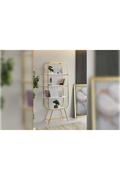 Vivense PİA METAL KİTAPLIK, BEYAZ GOLD