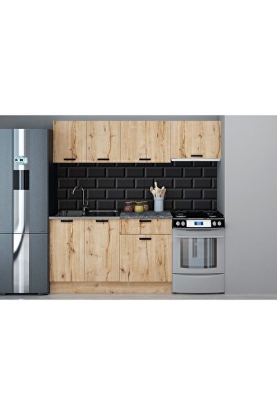 Vivense TİNO EVYELİ MUTFAK DOLABI, MEŞE, 200 CM