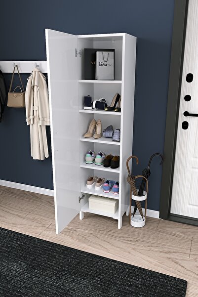 dekor fim Beyaz Çok Raflı Kapaklı Ayakkabılık Modern Ayakkabı Dolabı Portmant...