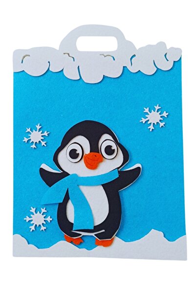 Aydede Oyunevi Okul Öncesi Karne Kılıfı Penguenli Keçe Mavi
